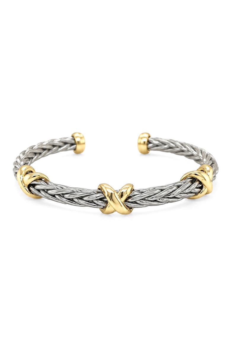 Two Tone Twisted Cable Cuff Bangle, Main, color, TWO TONE