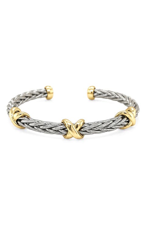 Two Tone Twisted Cable Cuff Bangle