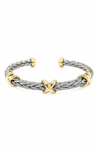 Two Tone Twisted Cable Cuff Bangle