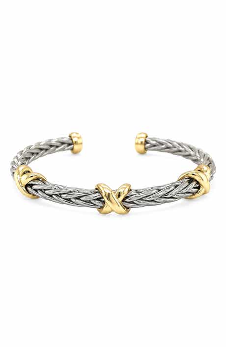 Two Tone Twisted Cable Cuff Bangle