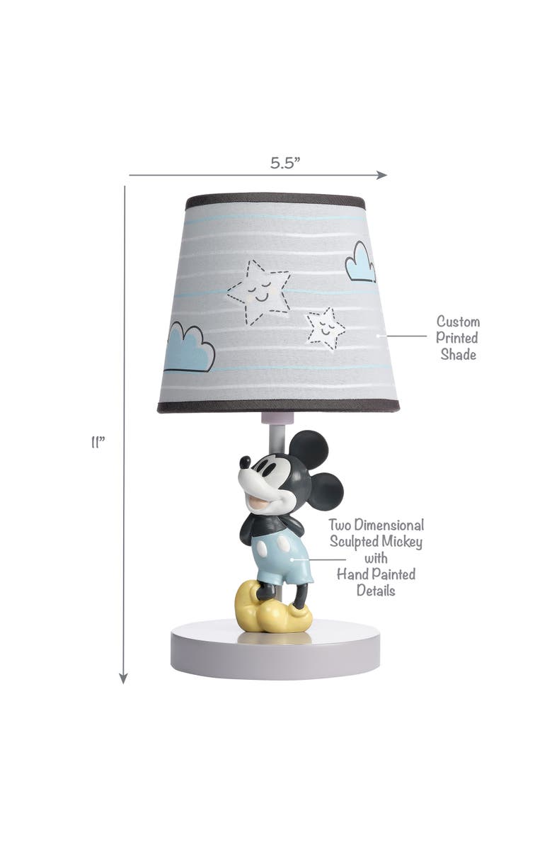 Lambs & Ivy Disney Baby Moonlight Mickey Mouse Lamp with Shade & Bulb, Alternate, color, Gray