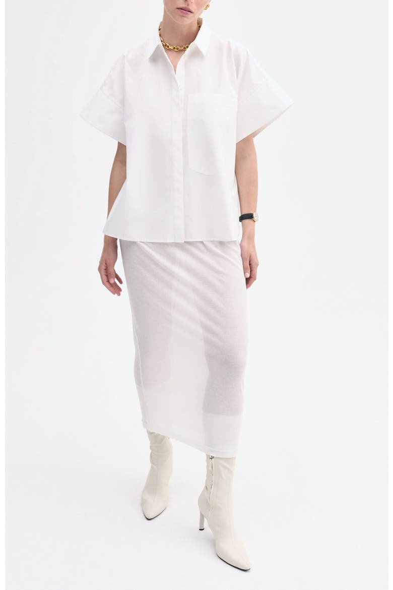Boxy Short Sleeve Shirt in Cotton Poplin, Main, color, White