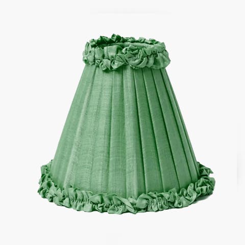 Green Frilled Silk Lampshade (18cm)
