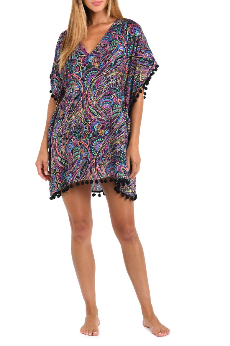 Disco Print Cover-Up Caftan, Main, color, PURPLE MULTI