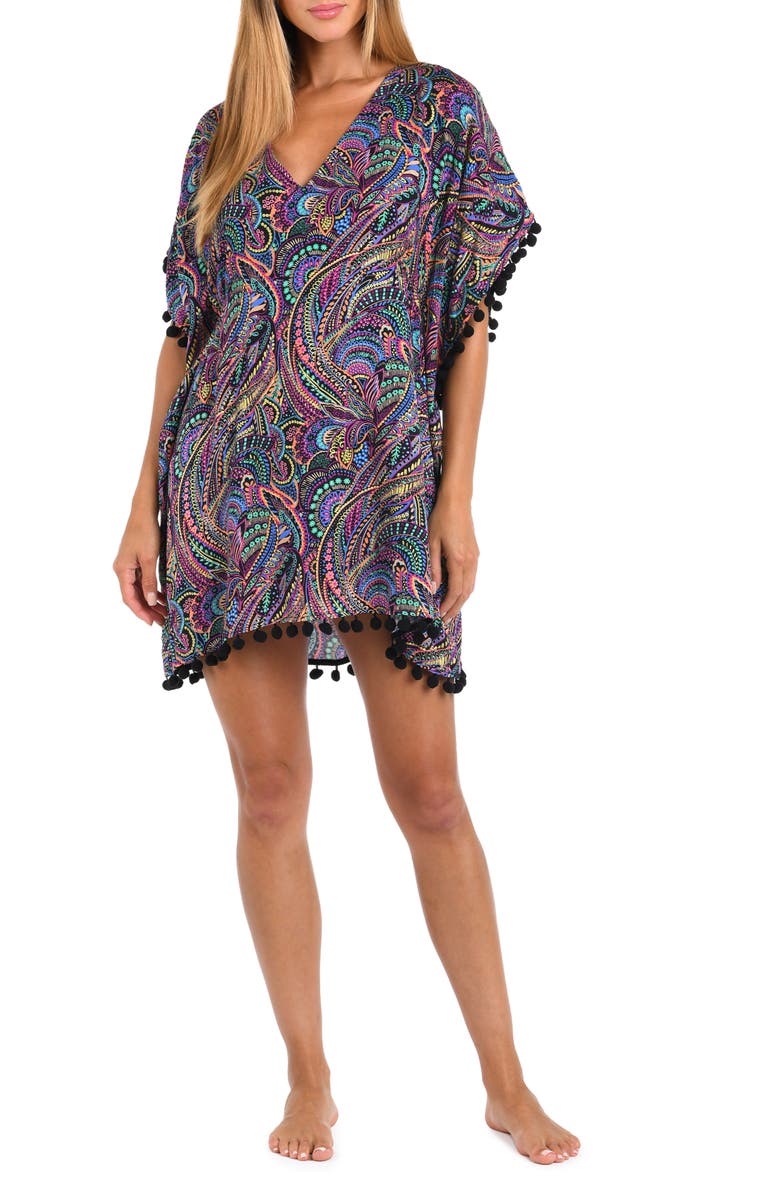 Sunshine 79 Disco Print Cover-Up Caftan, Main, color, Purple Multi
