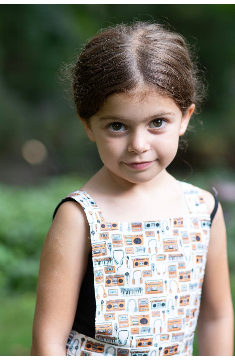 WORTHY THREADS Girls Pinafore Dress, Alternate, color, Boommbox/Headphones