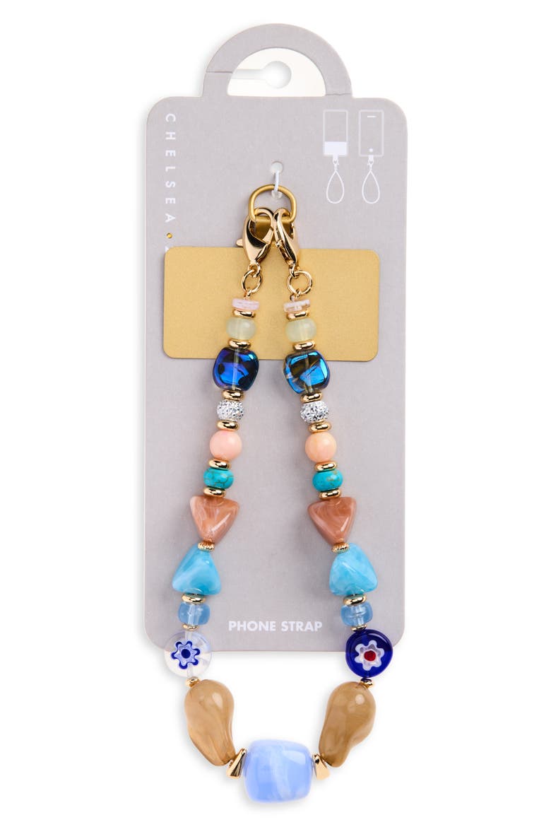 Beaded Phone Strap, Alternate, color, BLUE MULTI- GOLD