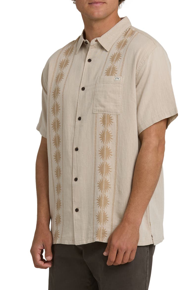 Cordoba Short Sleeve Linen Blend Button-Up Shirt, Alternate, color, DESERT KHAKI