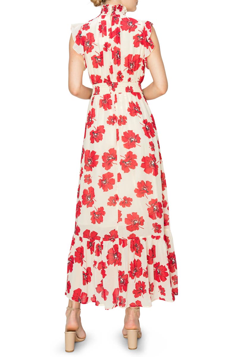 MELLODAY Smocked Mock Neck Tiered Maxi Dress, Alternate, color,