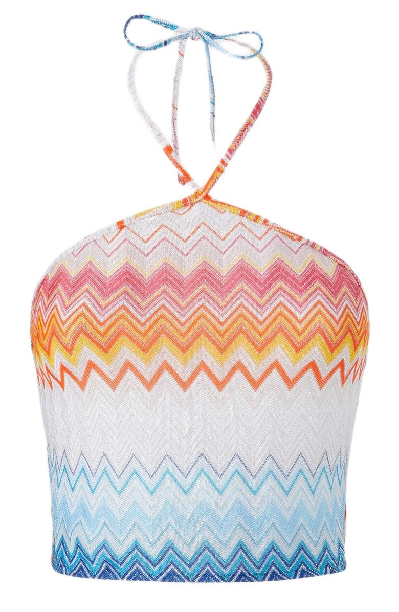 Missoni Lamé Zigzag Viscose Blend Top With Halter Neckline, Alternate, color, 