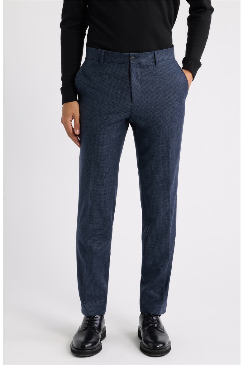 Genius Flat Front Virgin Wool Dress Pants, Main, color, DARK BLUE