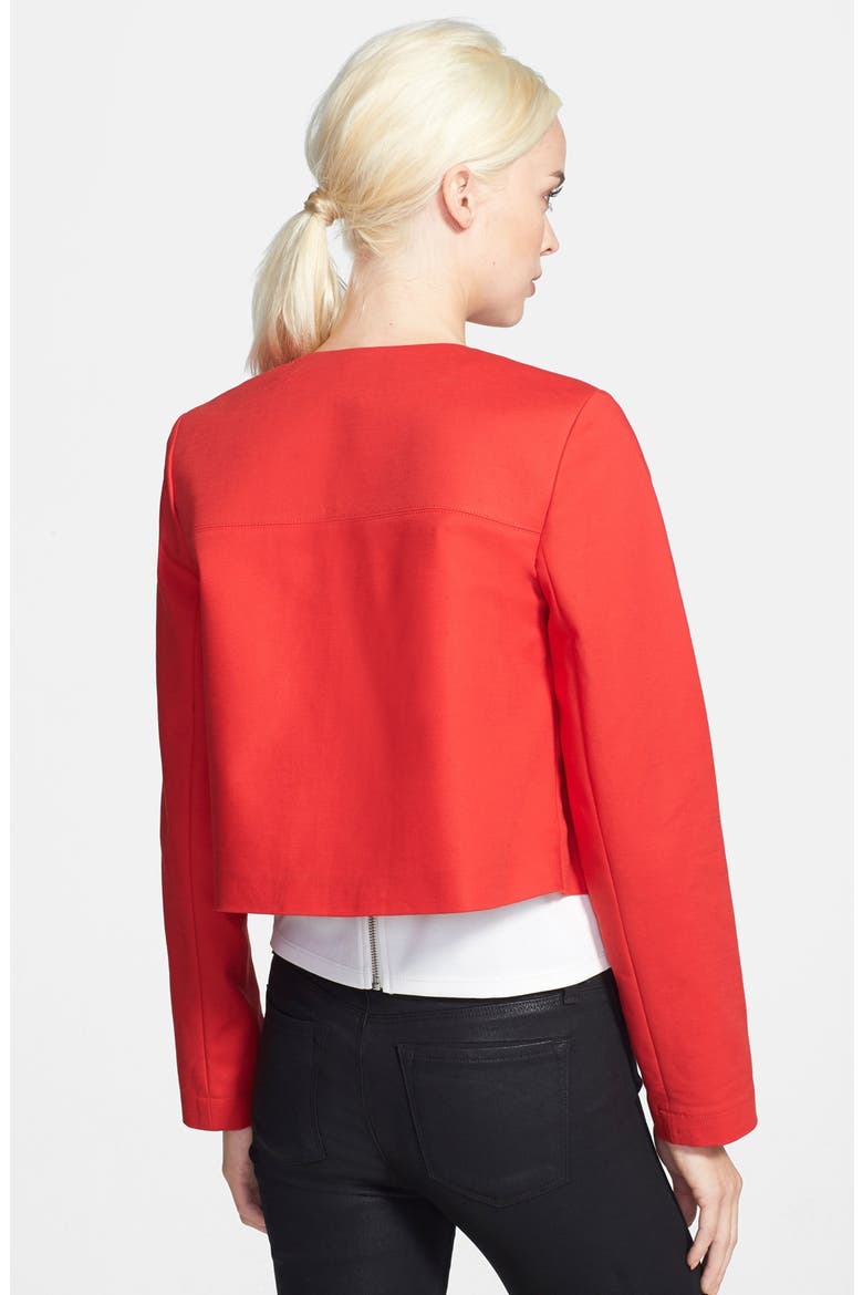 Collarless Crop Jacket, Alternate, color, TULIP RED