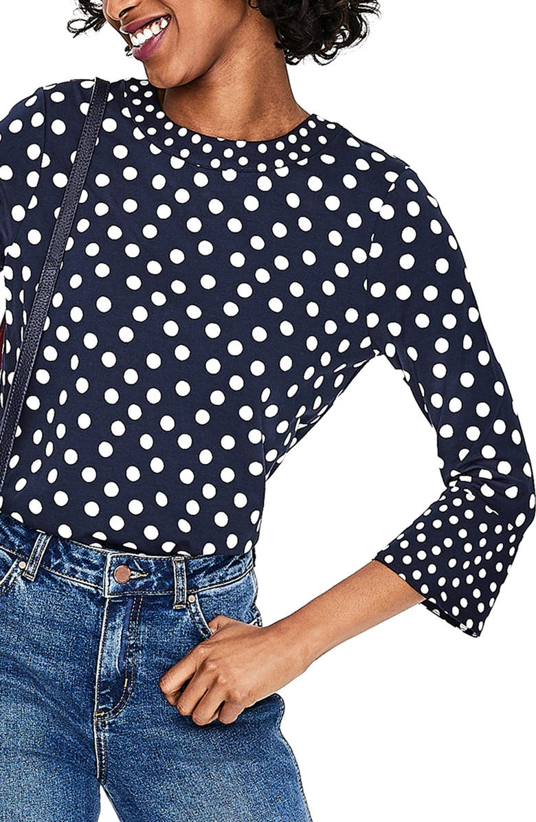 Boden Althea High Neck Flare Cuff Top, Main, color, 