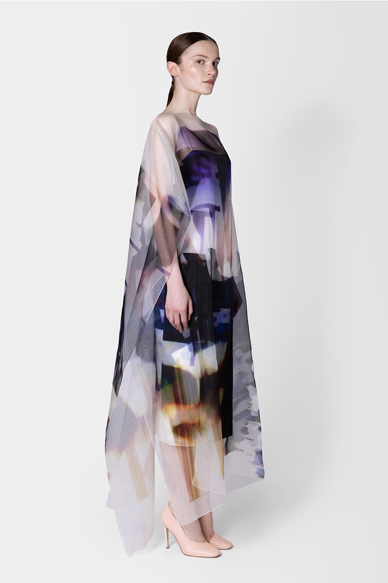 Eren Floaty Organza Overlay Shift Dress, Alternate, color, Photomix Violet