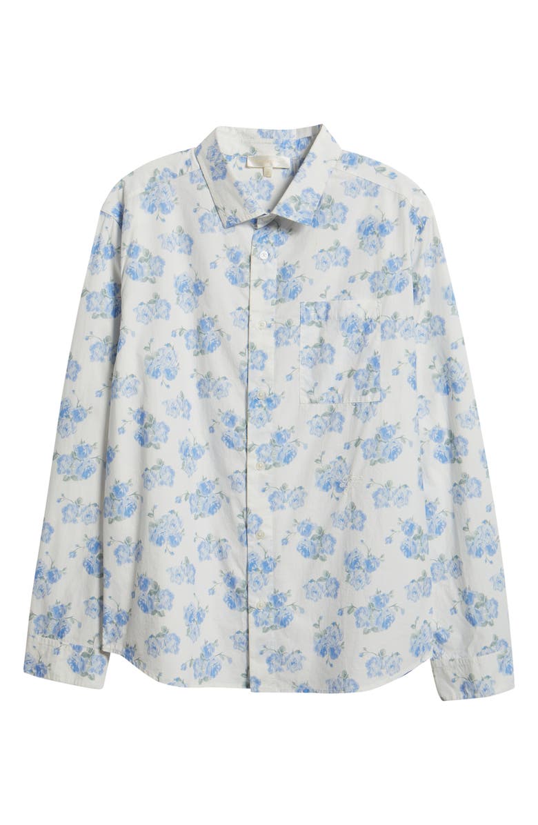 LoveShackFancy Hudley Cotton Shirt, Alternate, color, Blue Marina