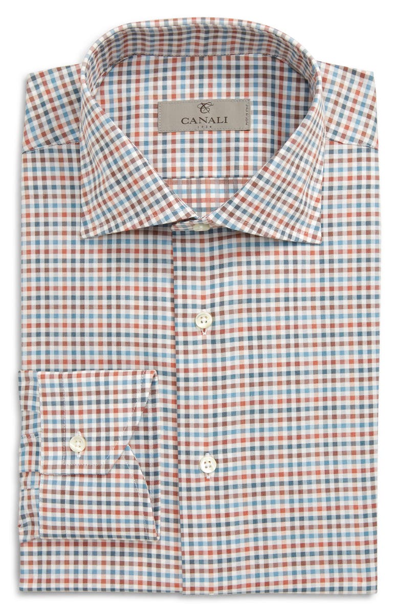 Canali Regular Fit Check Dress Shirt, Main, color, 