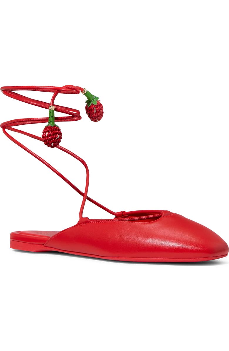 Kate Spade New York strawberry ankle wrap flat, Main, color, Heirloom Tomato