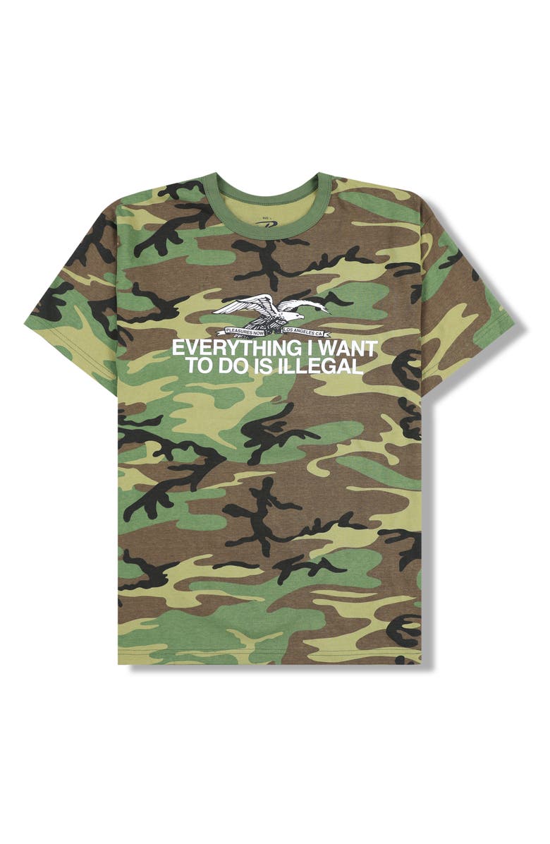 PLEASURES Illegal Camo Print Graphic T-Shirt, Alternate, color, 