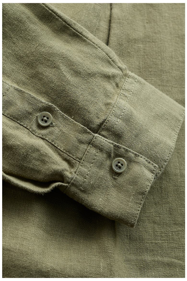 Hazel Branch Linen Button-Up Shirt, Alternate, color, CYPRESS