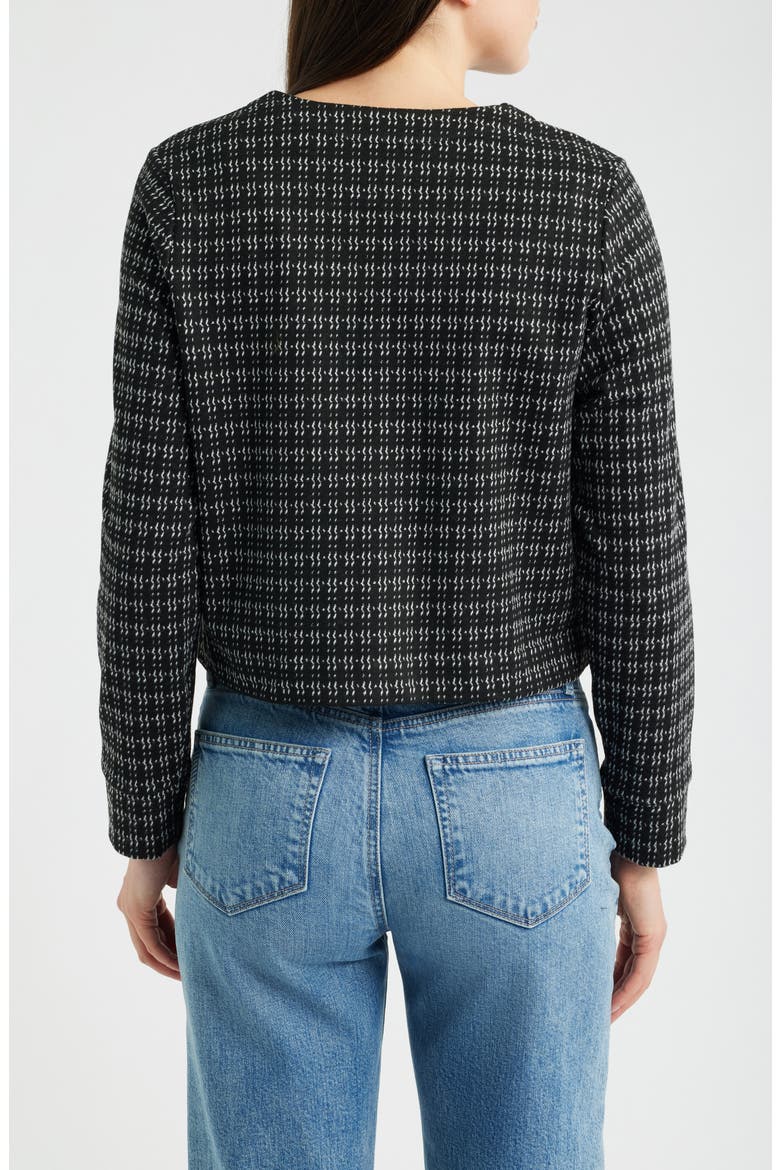 Collarless Jacquard Knit Jacket, Alternate, color, BLACK MULTI