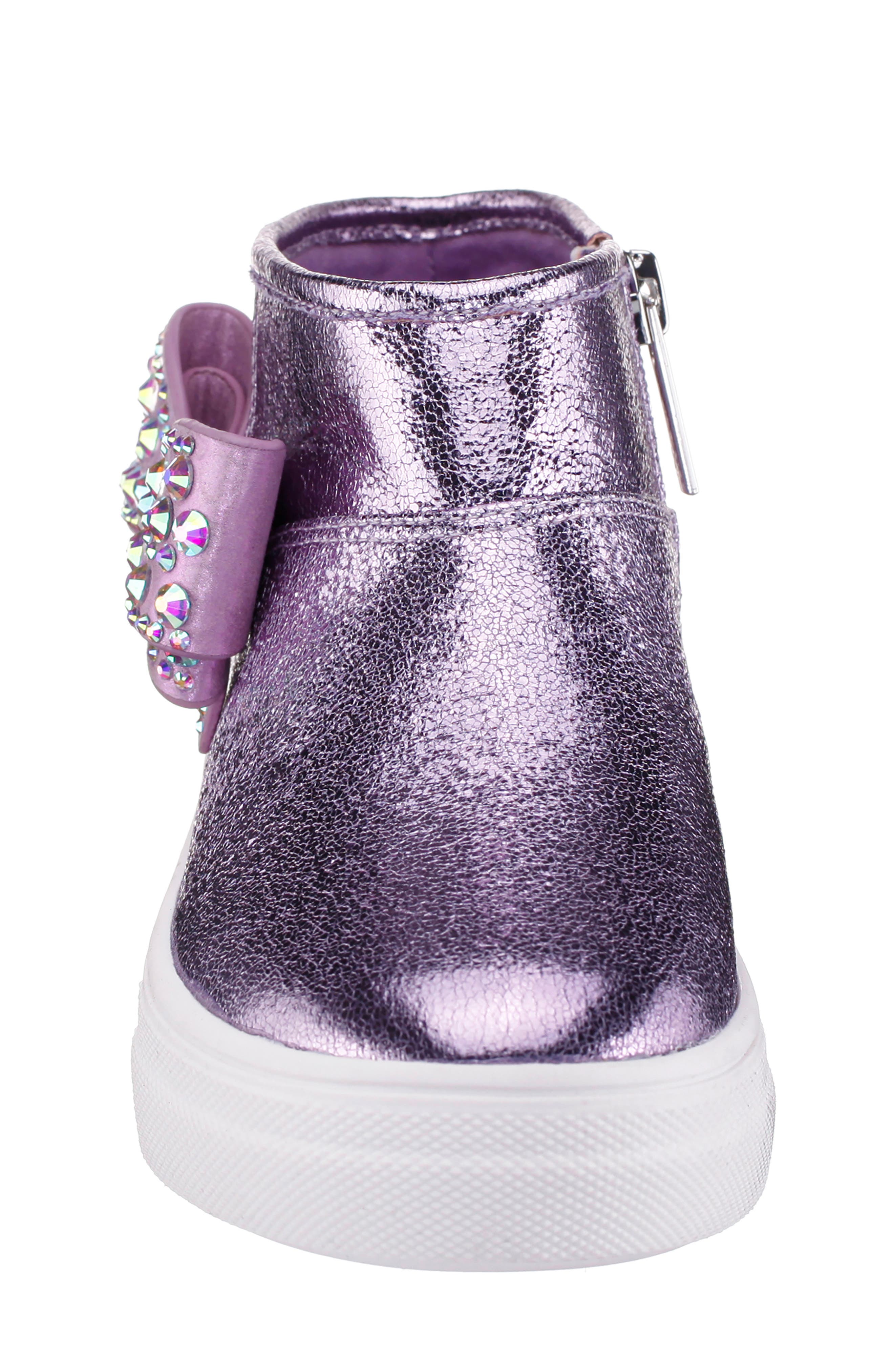 Nina Kids' Gwenny Sneaker, Alternate, color, Light Purple Crackle Metallic