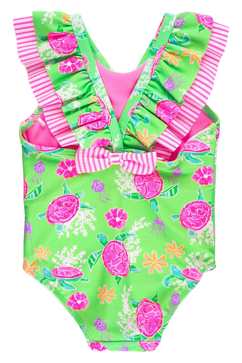 Kids' Ruffle Trim One-Piece Swimsuit, Alternate, color, GREEN