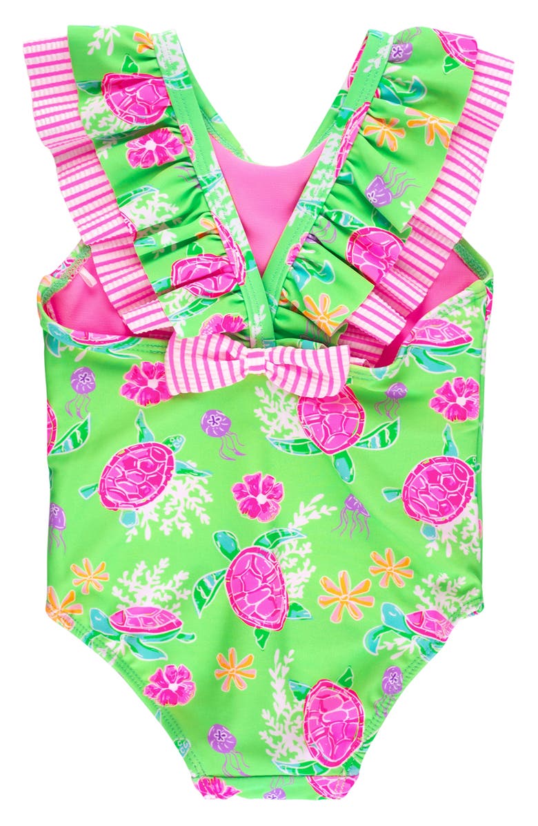RuffleButts Kids' Ruffle Trim One-Piece Swimsuit, Alternate, color, Green