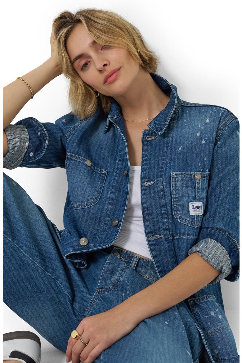 Bleach Splatter Herringbone Denim Chore Jacket, Alternate, color, DREAM OF ME