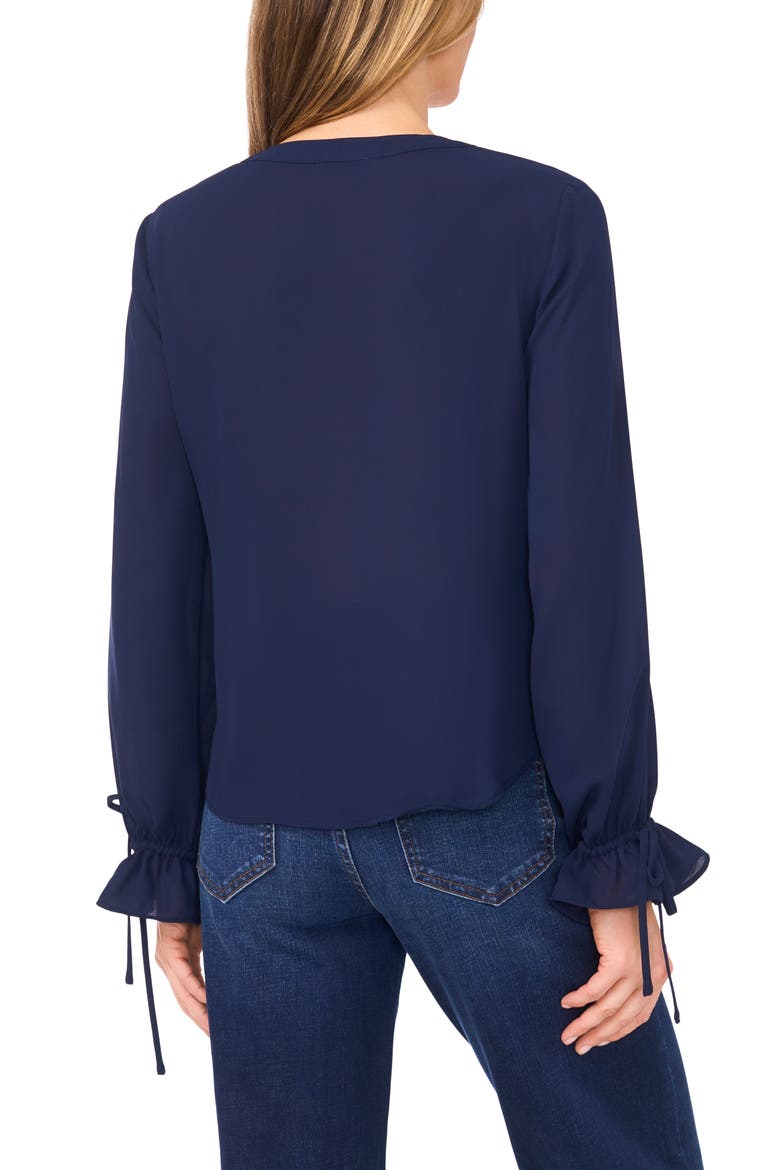 Tie Cuff Button-Up Top, Alternate, color, CLASSIC NAVY