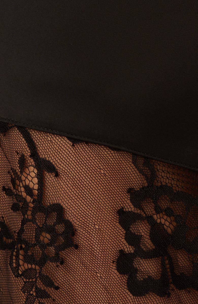 Adrianna Papell Cowl Neck Satin & Lace Maxi Dress, Alternate, color, Black