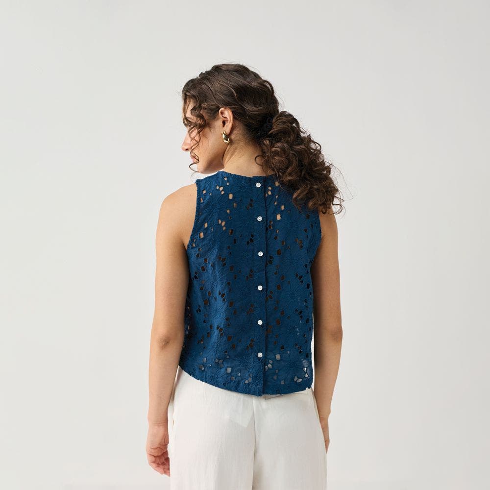 Embroidered Button-Back Top - image 2