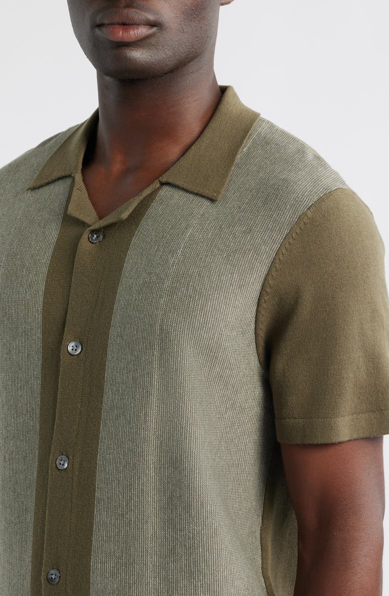 Rails Silas Knit Camp Shirt, Alternate, color, Olive Khaki Stripe