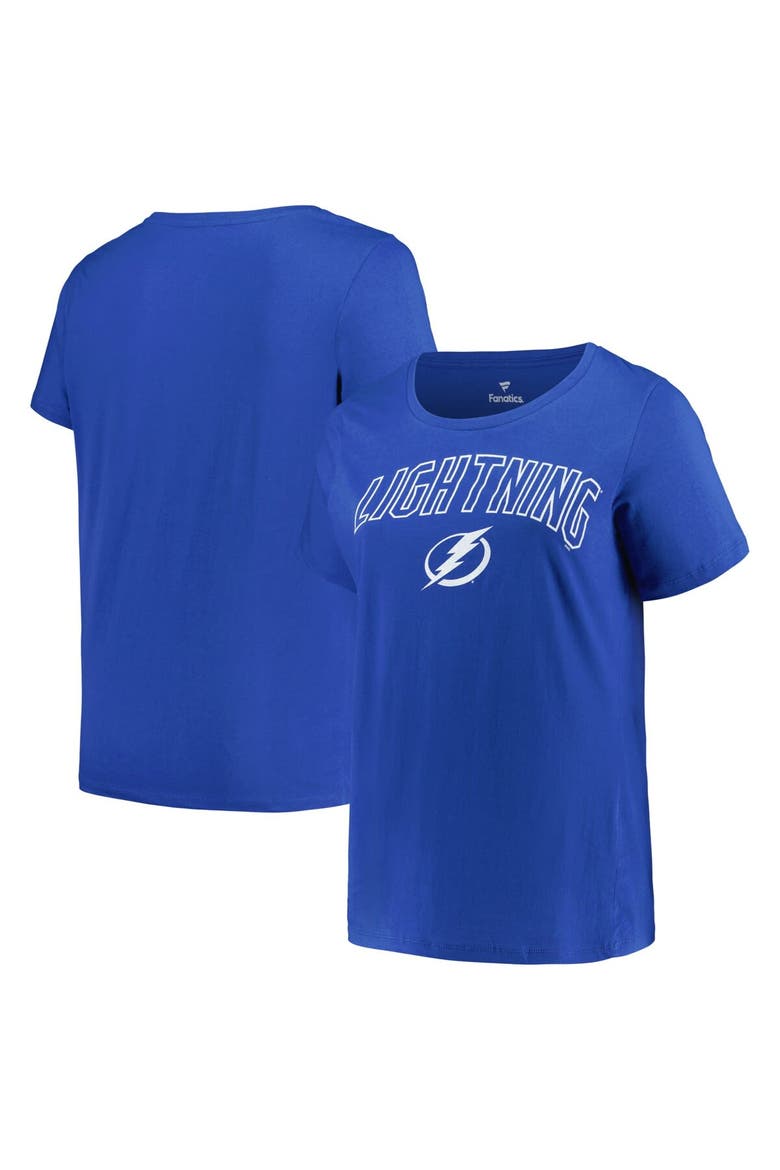 Women's Profile Blue Tampa Bay Lightning Plus Size Arch Over Logo T-Shirt, Alternate, color, Blue