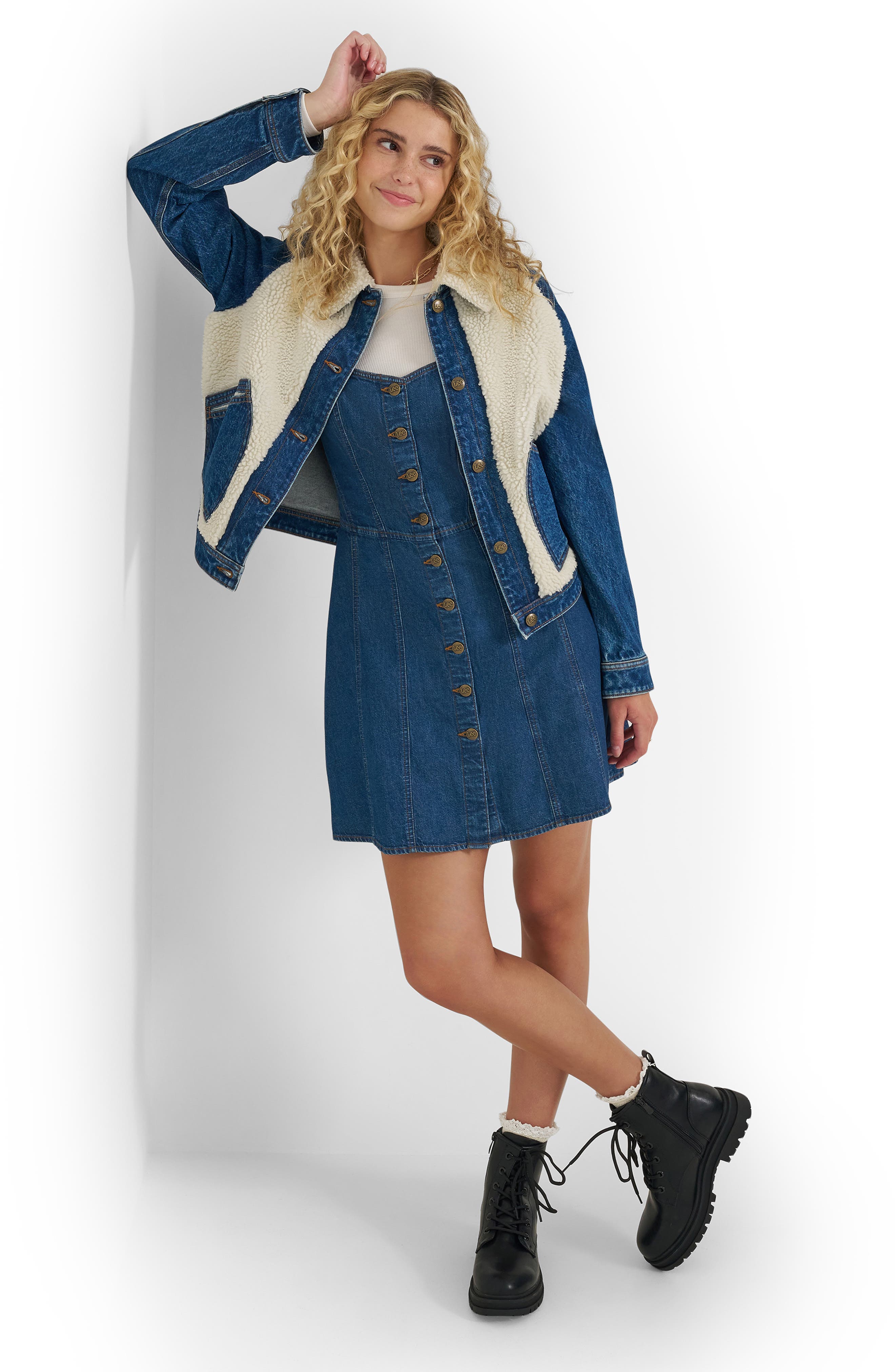 Seamed Denim Minidress - image 2