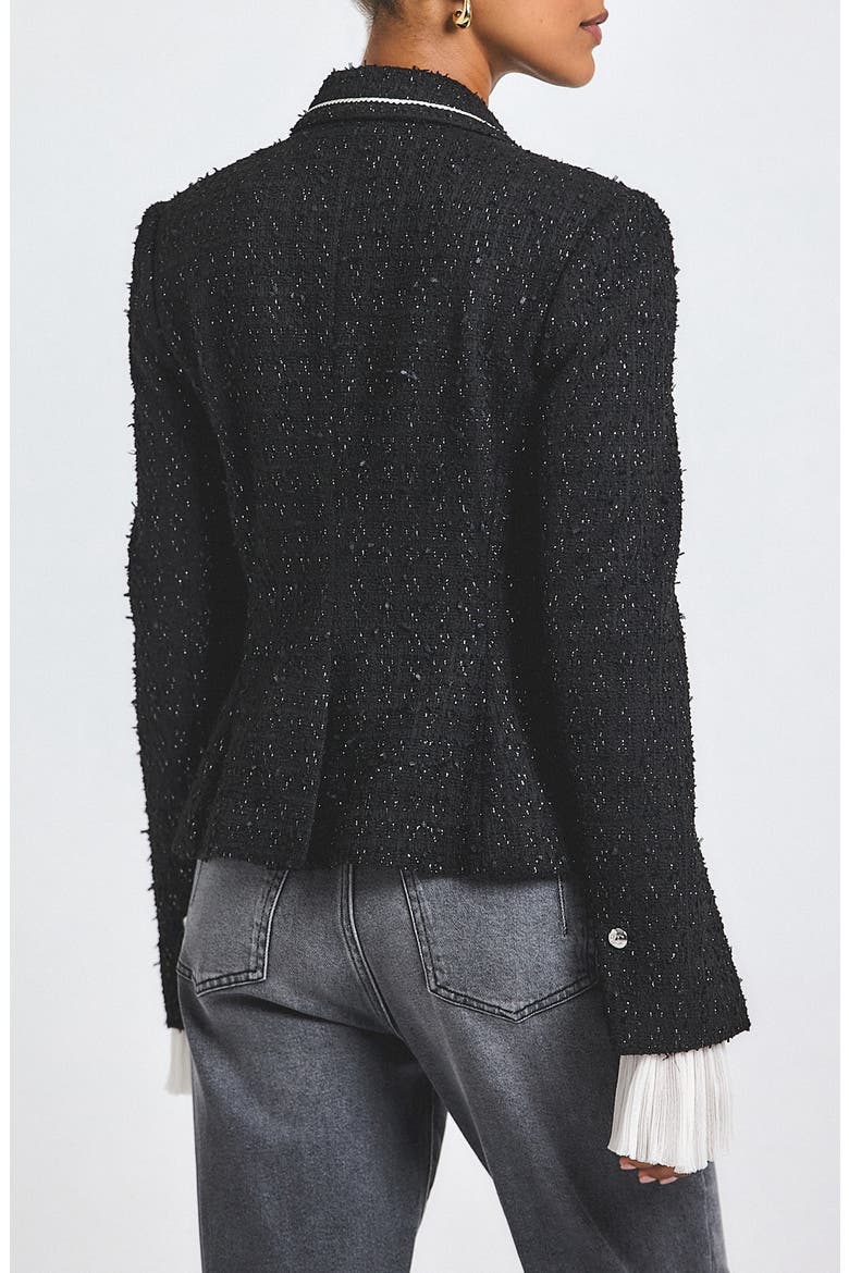 Estelise Galaxy Tweed Jacket, Alternate, color, BLACK/ SILVER