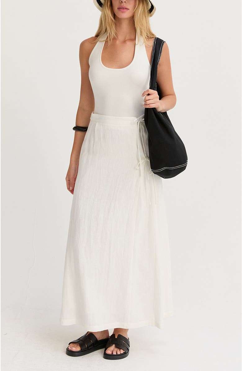 CRESCENT Faux Wrap Linen Maxi Skirt, Alternate, color,