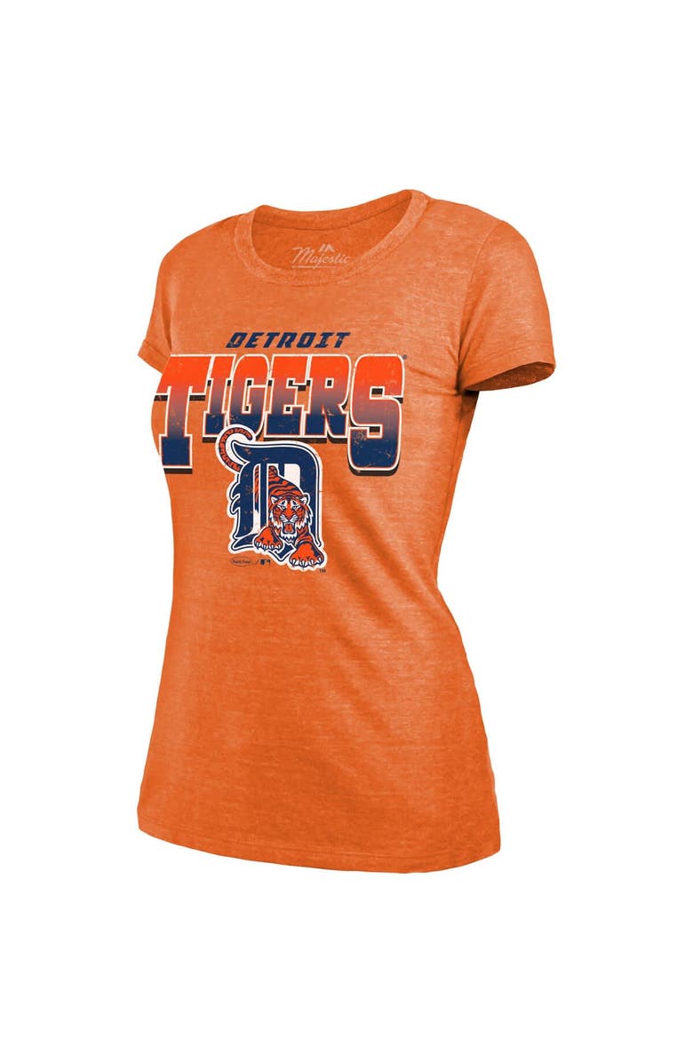 Majestic Threads Women's Majestic Threads Orange Detroit Tigers Khaki Wacky Co-op Tri-Blend T-Shirt, Alternate, color, Orange