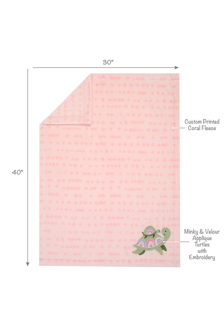 Sea Dreams Cozy Fleece Turtle Applique Baby Blanket, Alternate, color, Pink