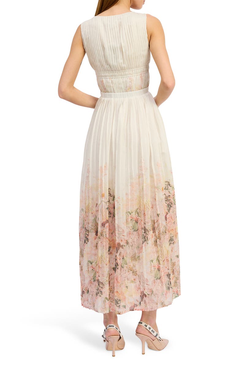 En Saison Pleated Tie Front Maxi Dress, Alternate, color, Ivory Blush Orchid