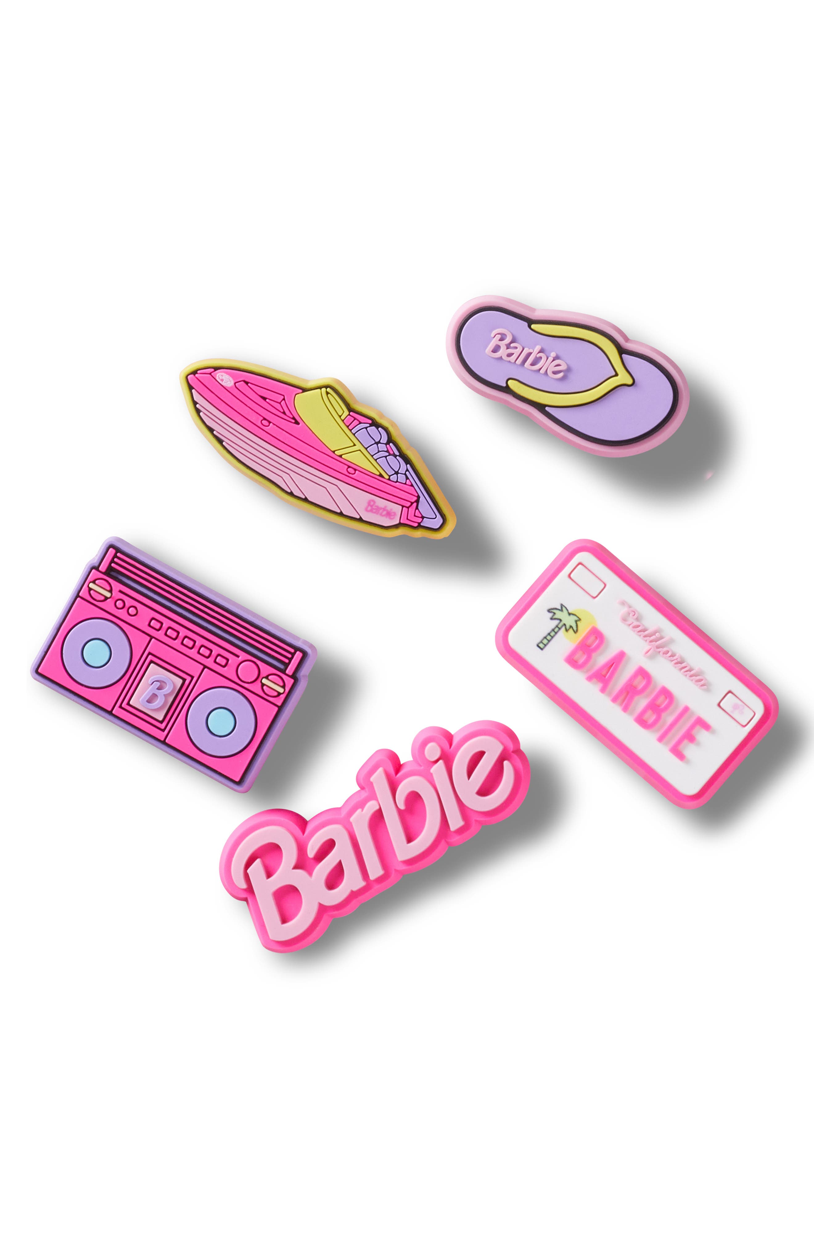 x Barbie Retro 5-Pack Jibbitz Shoe Charms, Main, color, WHITE