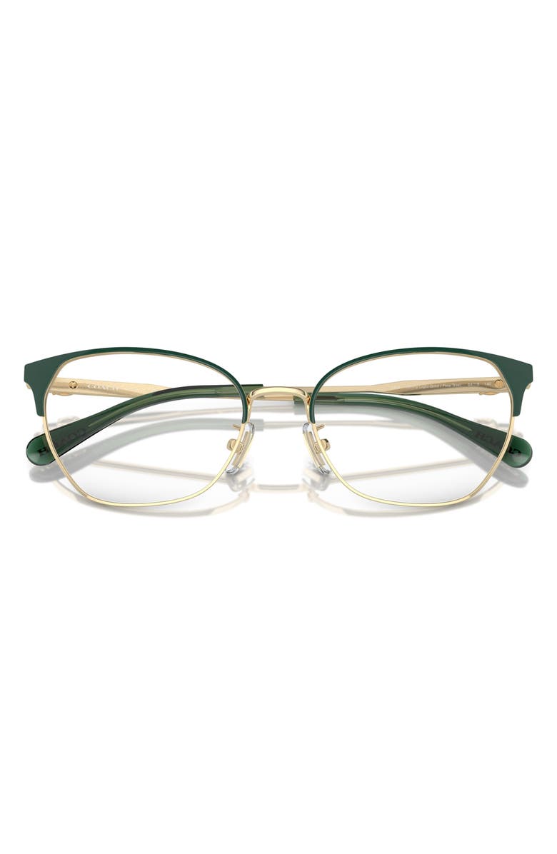 COACH 54mm Cat Eye Optical Glasses, Alternate, color, Gold / Pine Tree / Demo Lens