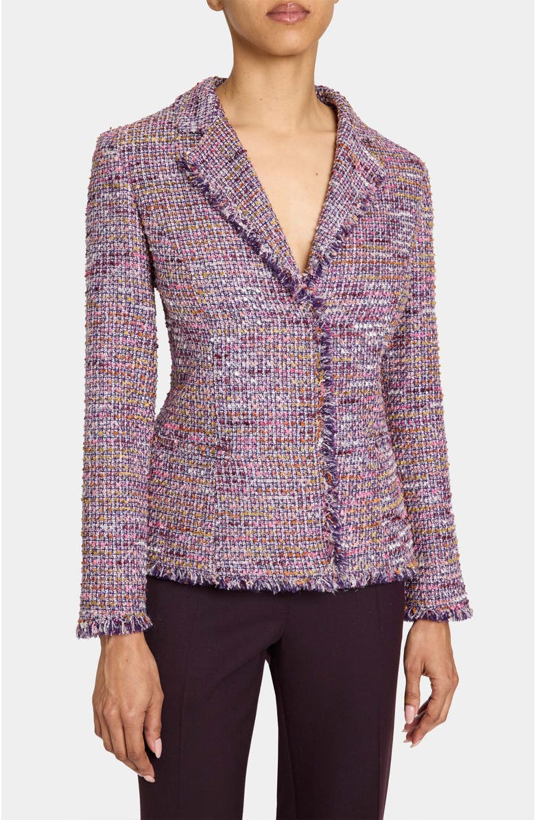 Santorelli Gisele Jacket in Luxury Tweed with Subtle Sequins, Main, color, Dusty Lilac