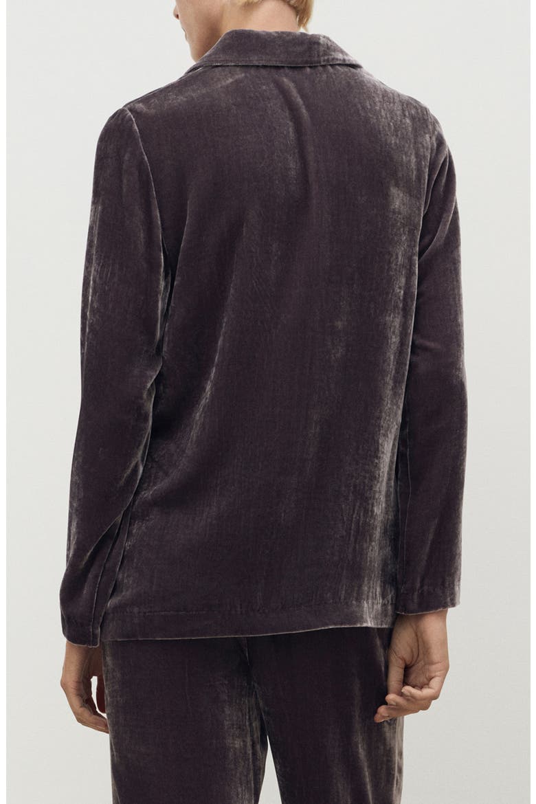 Velvet Button-Up Shirt, Alternate, color, BLACKBERRY