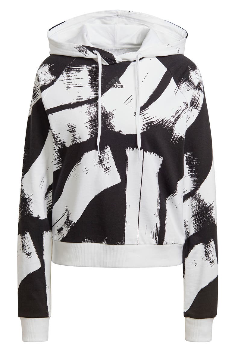 Painted Stripe Hooded Sweatshirt, Alternate, color, BLACK/ BLACK