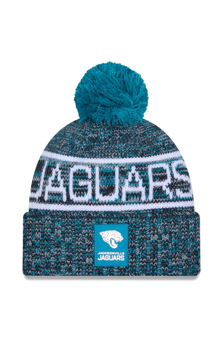 New Era Men's New Era Teal Jacksonville Jaguars 2025 Sideline Cold Weather Cuffed Knit Hat with Pom, Main, color, Teal