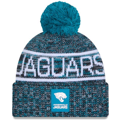 Men's New Era Teal Jacksonville Jaguars 2025 Sideline Cold Weather Cuffed Knit Hat with Pom