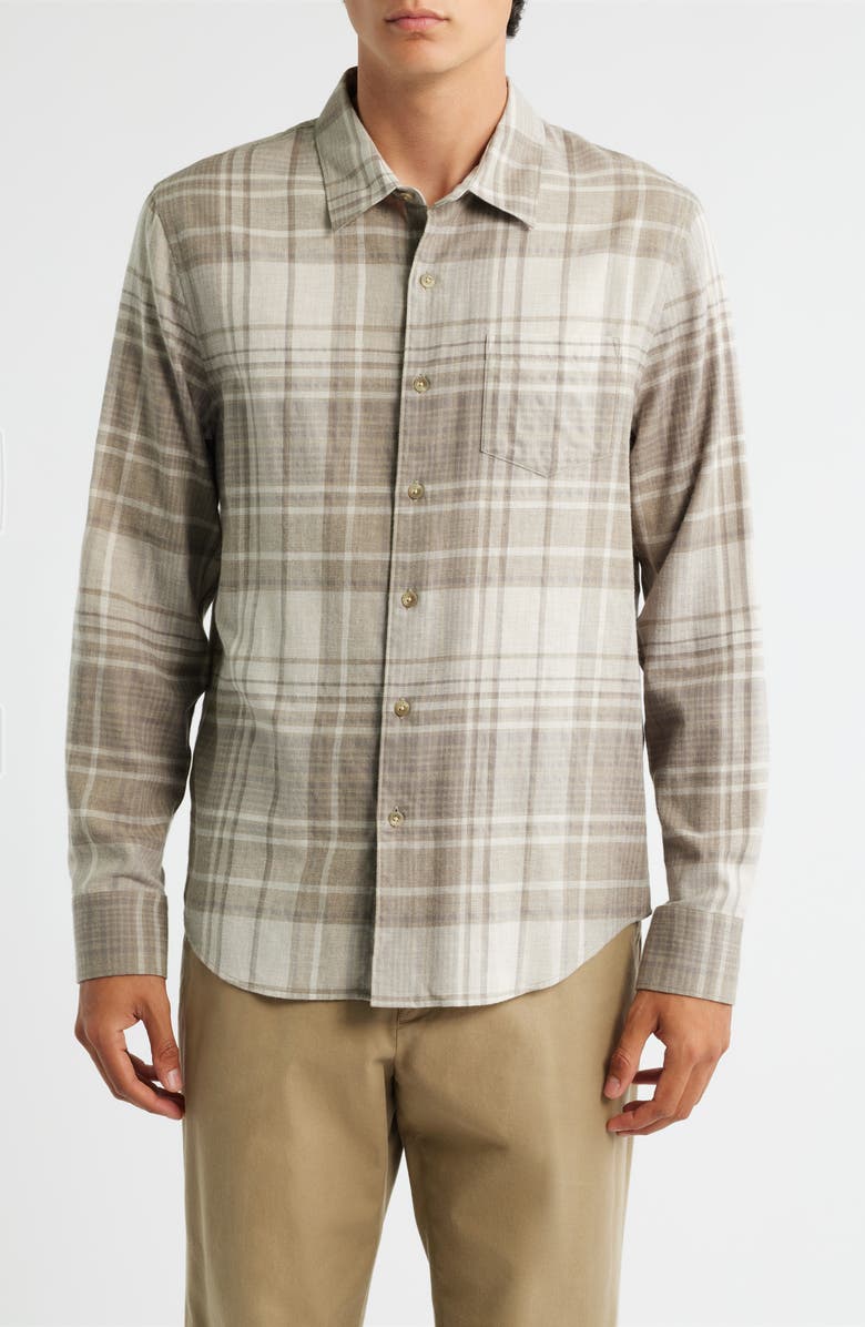 Vince Chilton Plaid Cotton Button-Up Shirt, Main, color, Heather Mouse Combo