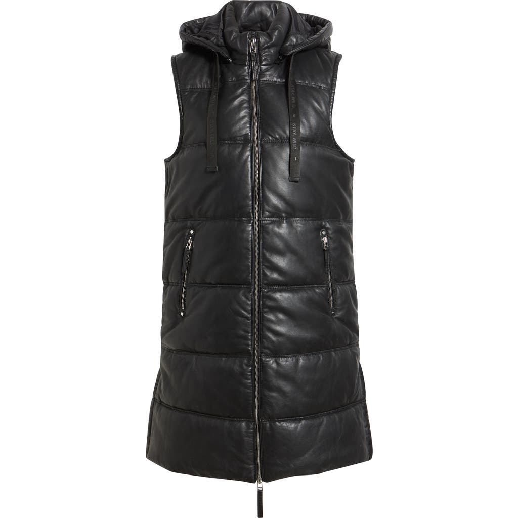 Mauritius Leather Veo Cf Leather Puffer Vest Jacket In Black In Black