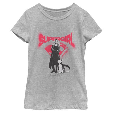 Girl's Supergirl Kara And Krypto Graffiti  Graphic T-Shirt