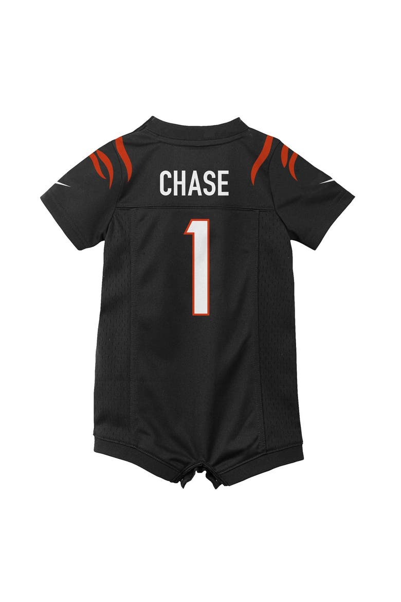 Newborn Nike Ja'Marr Chase Black Cincinnati Bengals Romper Game Jersey, Alternate, color, Black